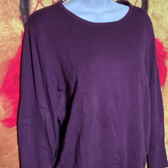 JM COLLECTION-women’s violet long sleeve button-cuff crewneck sweater - Picture 4 of 10